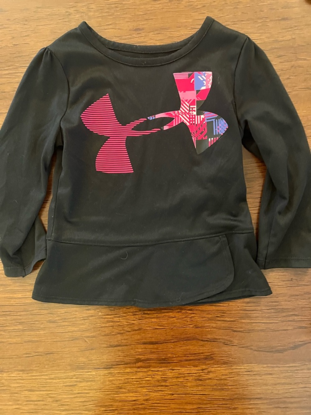 Under Armour Black Long Sleeve Logo Tee with Pink Graphic